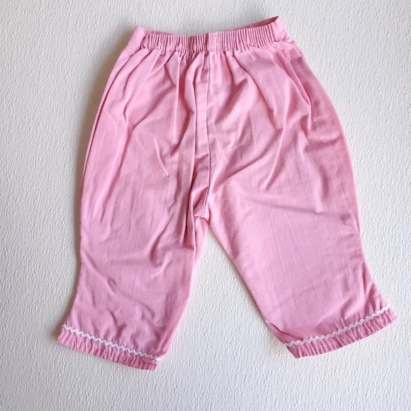 Vintage 2 Piece Top & Bottom Outfit Pink Dutch Girl Baby 12 Months  - Picture 6 of 7